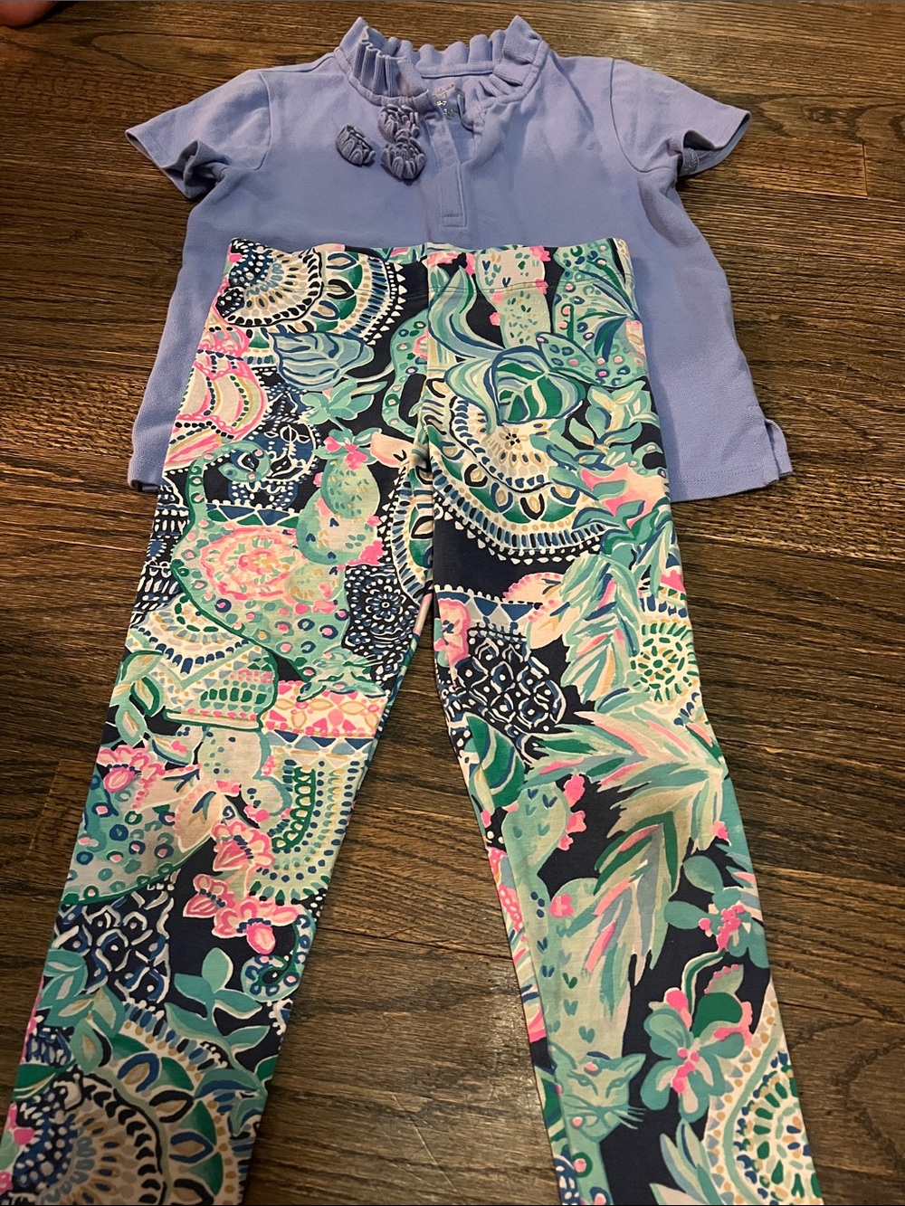 Lilly Pulitzer Girls' Teal, Navy & Pink Printed Leggings